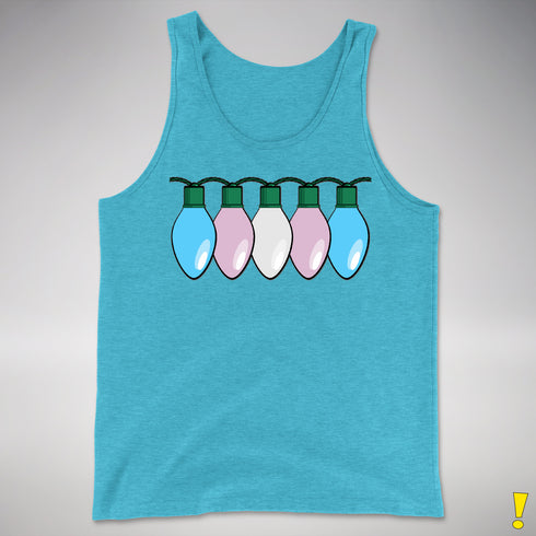 Transgender Pride Flag Christmas Lights Premium Tank Top - Aqua Triblend